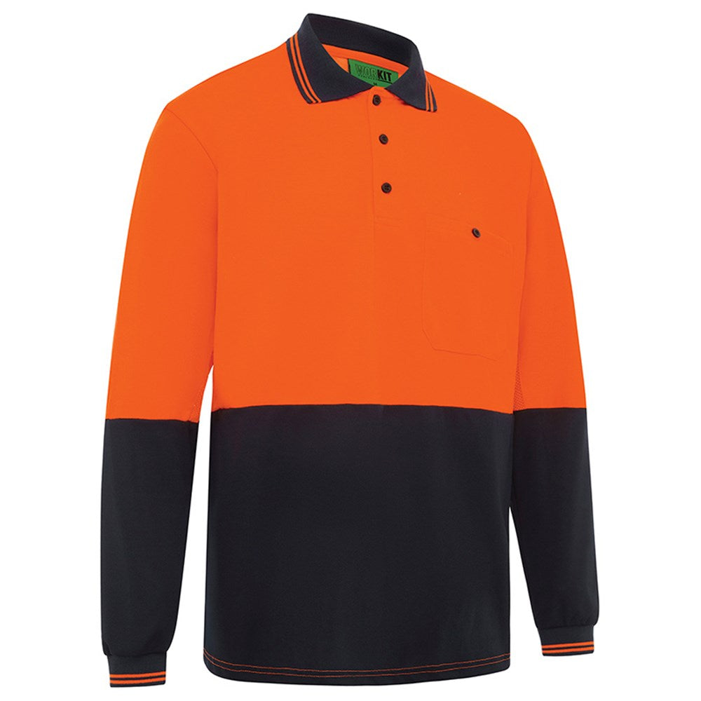 Hi Vis Long Sleeve Poly Cotton Polo Shirt - 2 Colour Options in Various Sizes