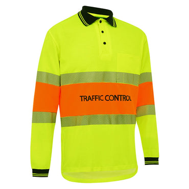 Hi Vis Traffic Control Long Sleeve Poly Cotton Polo Shirt - 2 Colour Options in Various Sizes