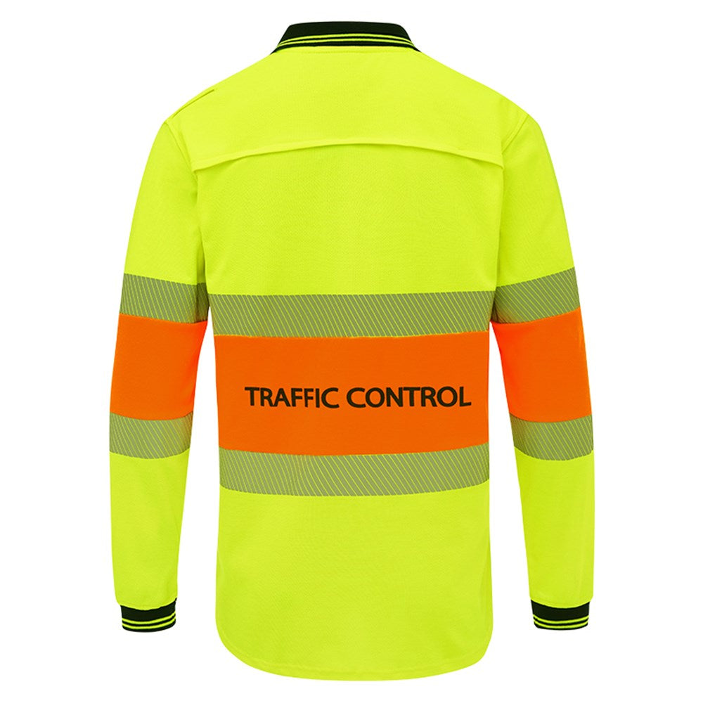 Hi Vis Traffic Control Long Sleeve Poly Cotton Polo Shirt - 2 Colour Options in Various Sizes