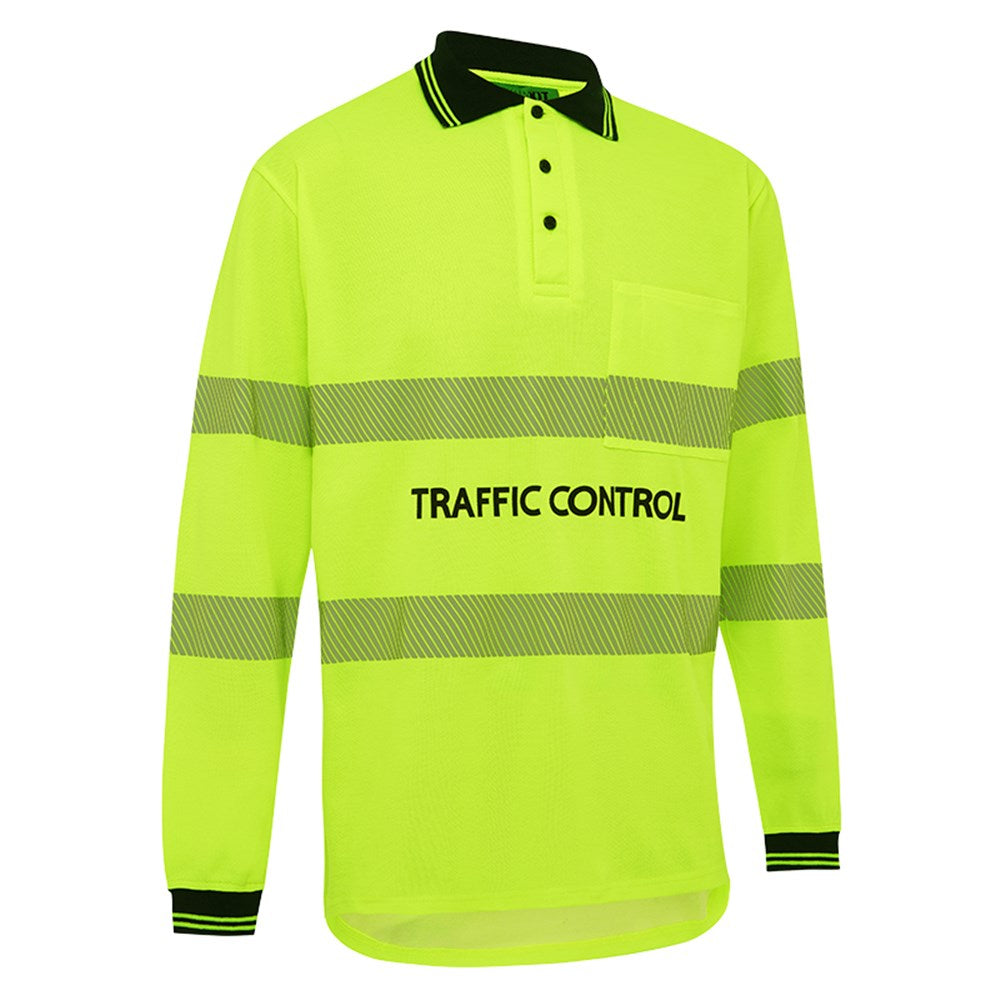 Hi Vis Traffic Control Long Sleeve Poly Cotton Polo Shirt - 2 Colour Options in Various Sizes