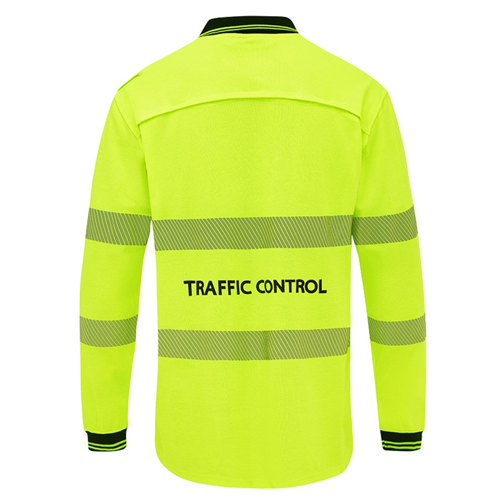 Hi Vis Traffic Control Long Sleeve Poly Cotton Polo Shirt - 2 Colour Options in Various Sizes