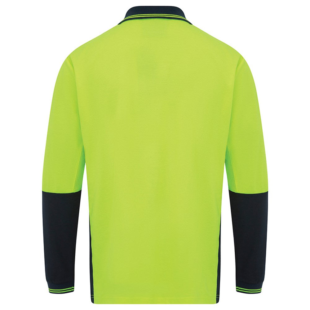Hi Vis Long Sleeve Poly Cotton Polo Shirt - 2 Colour Options in Various Sizes