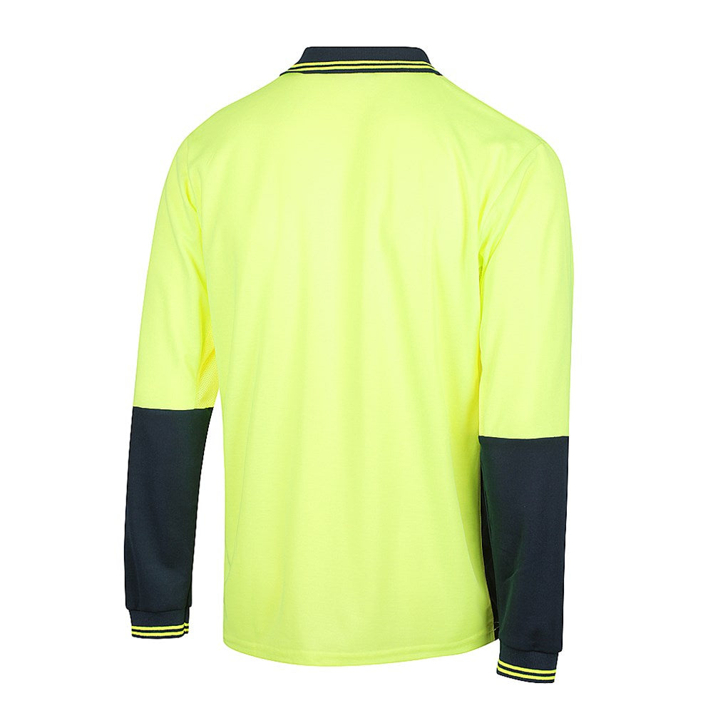 Hi Vis Long Sleeve Poly Cotton Polo Shirt - 2 Colour Options in Various Sizes