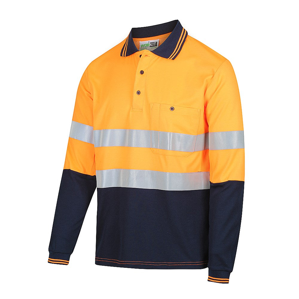 Hi Vis Long Sleeve Taped Polo Shirt - 2 Colour Options in Various Sizes
