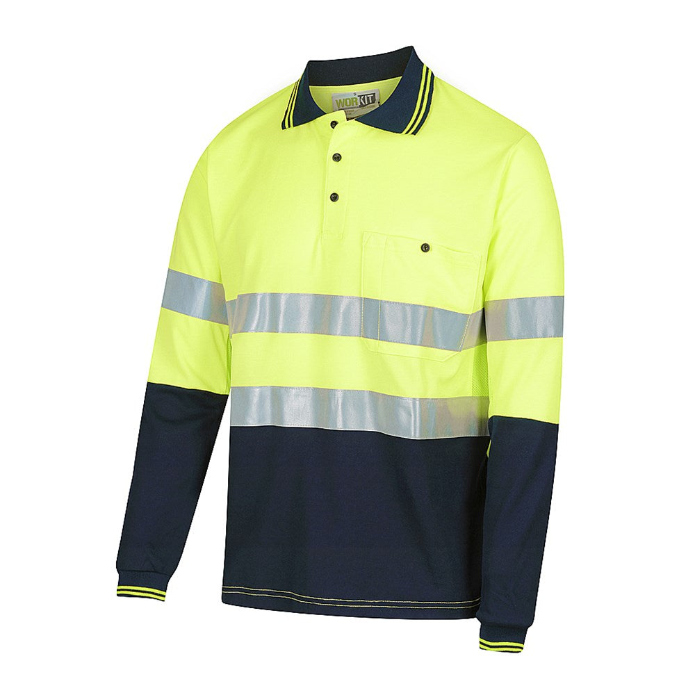 Hi Vis Long Sleeve Taped Polo Shirt - 2 Colour Options in Various Sizes