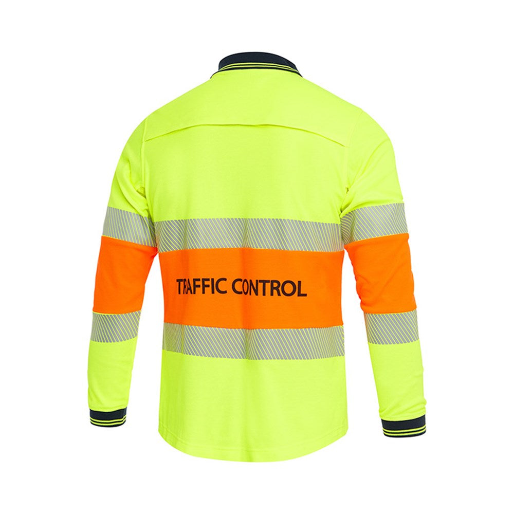 Womens Traffic Control Hi-Vis Long Sleeve Poly/Cotton Taped Polo Shirt - 2 Colour Options in Various Sizes