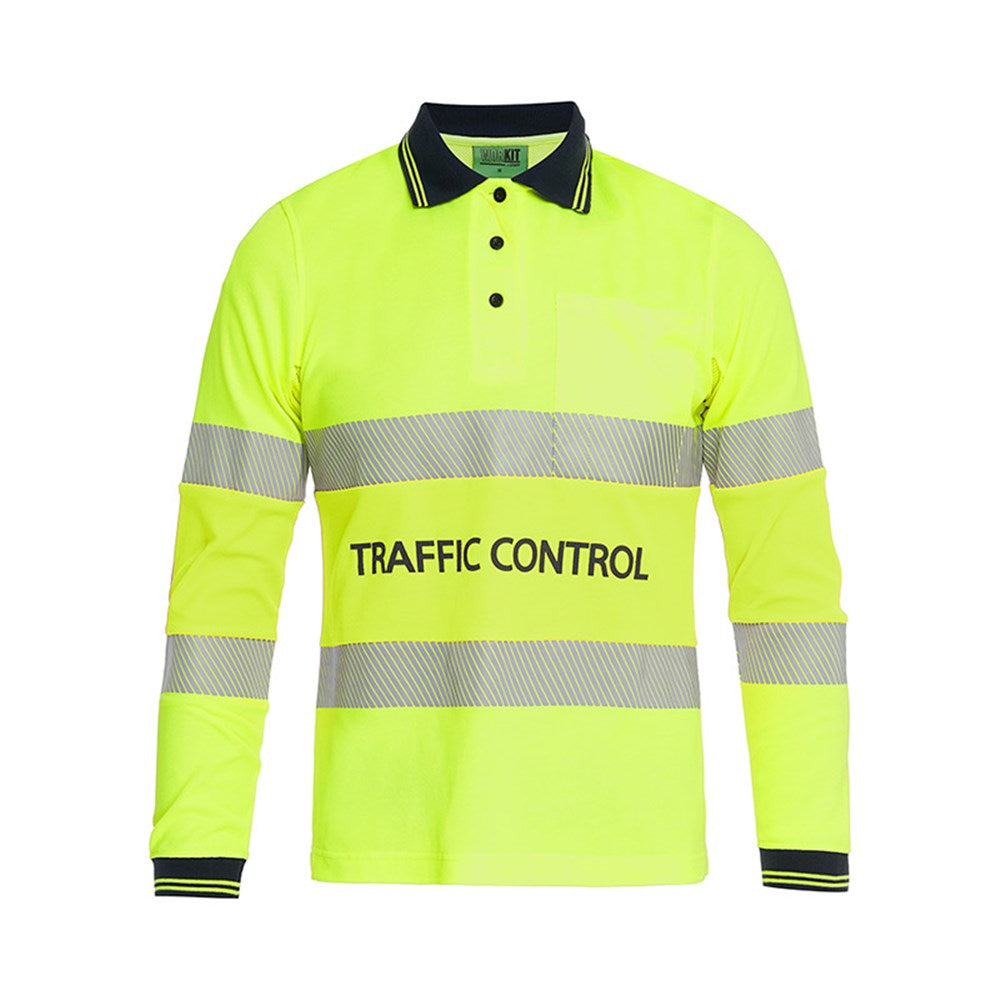 Womens Traffic Control Hi-Vis Long Sleeve Poly/Cotton Taped Polo Shirt - 2 Colour Options in Various Sizes
