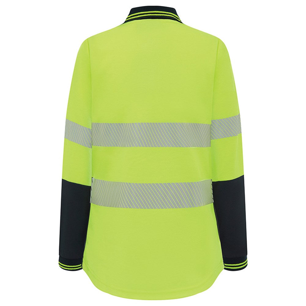 Womens Long Sleeve Hi Vis Poly Cotton Taped Polo Shirt - 2 Colour Options in Various Sizes