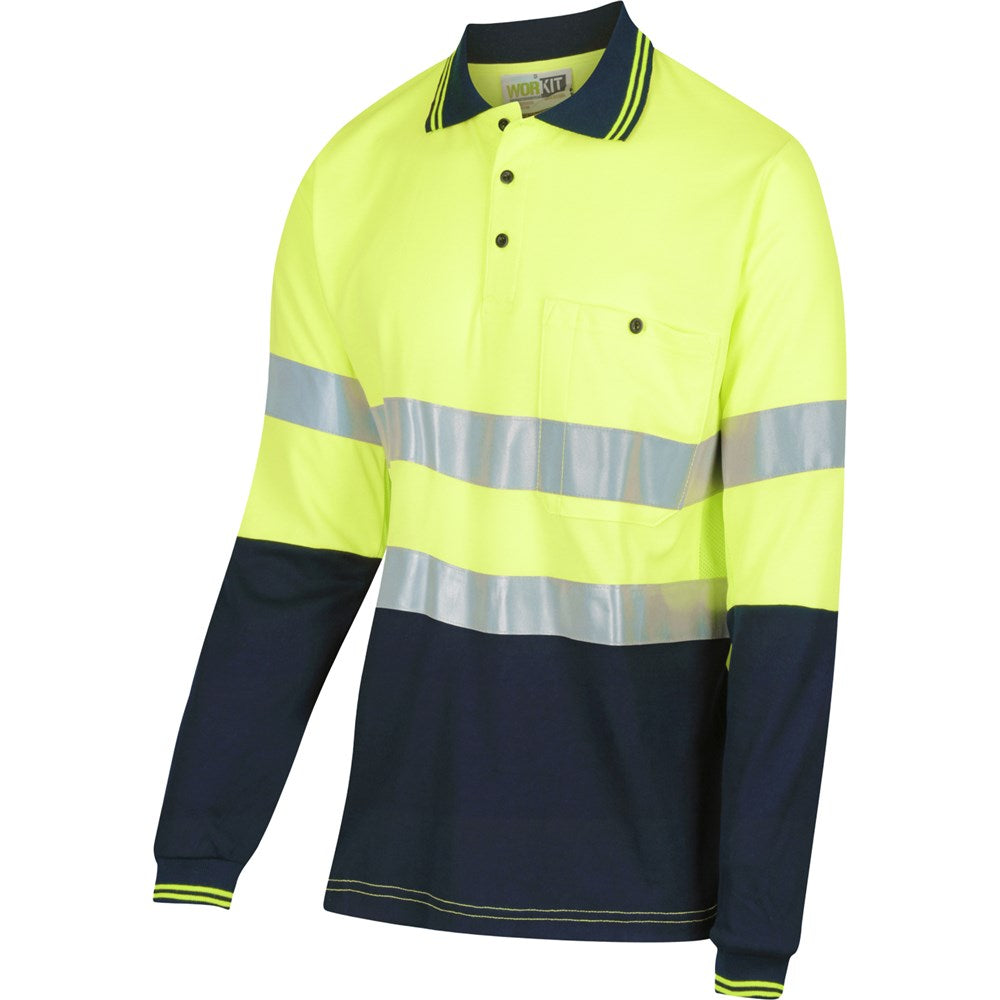 Womens Long Sleeve Hi Vis Poly Cotton Taped Polo Shirt - 2 Colour Options in Various Sizes