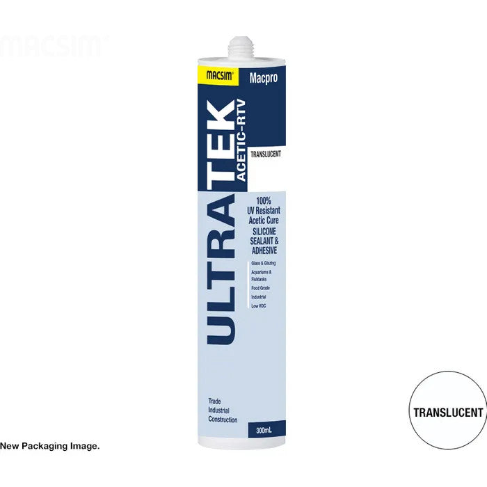 ULTRA-TEK ACETIC-RTV TRANS Silicone Sealant 300ml Cartridge - Box of 10
