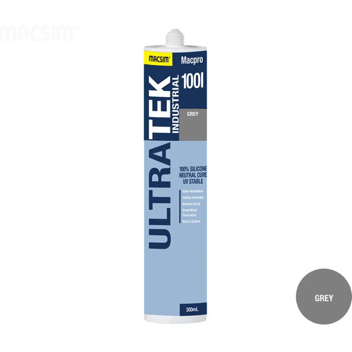 ULTRA-TEK INDUSTRIAL Silicone Sealant Grey, Matt Black, Transcluent or White Box of 20 300ml Cartridge or Box of 10 600ml Sausages