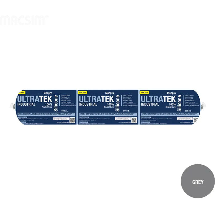 ULTRA-TEK INDUSTRIAL Silicone Sealant Grey, Matt Black, Transcluent or White Box of 20 300ml Cartridge or Box of 10 600ml Sausages