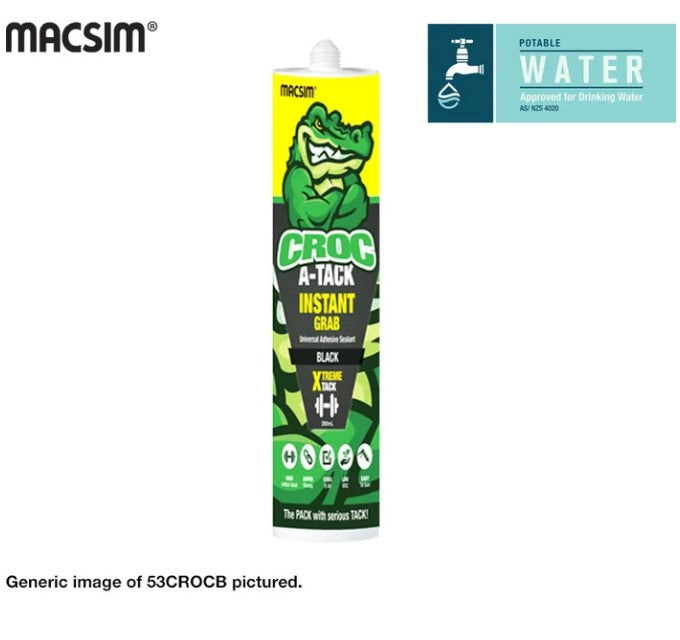 Croc A-Tack Instant Grab Adhesive Sealant Black, Grey or White- Box of 20