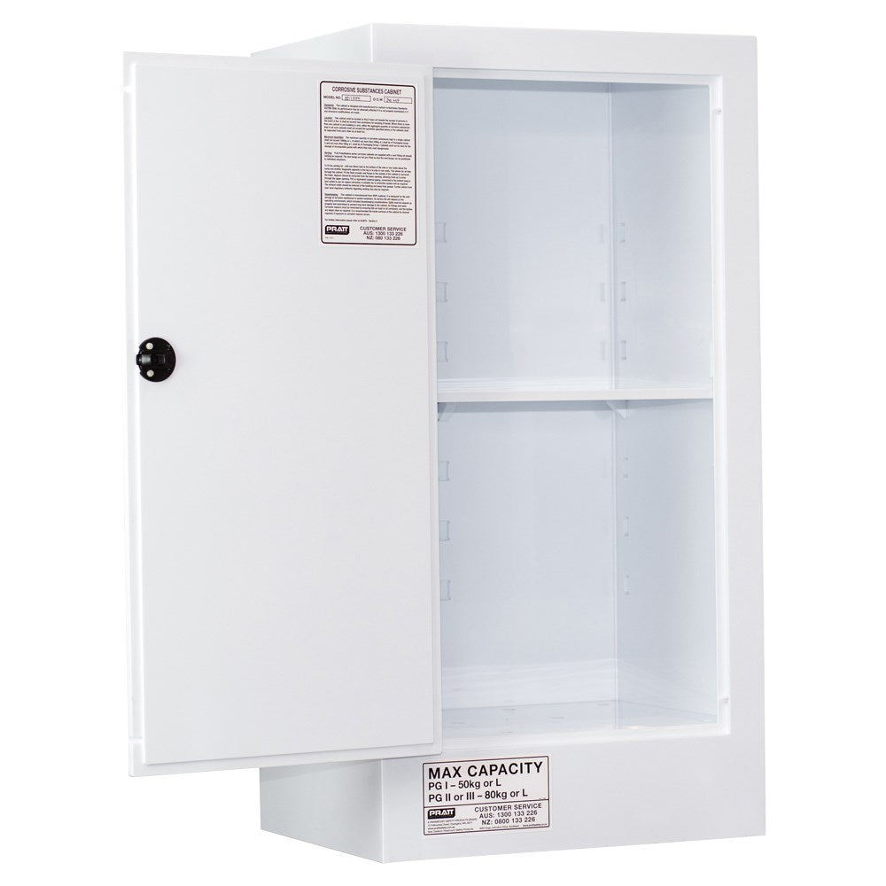 Pratt Class 8 Corrosive Substance Storage Cabinet Polypropylene - Various Door Shelf Combinations