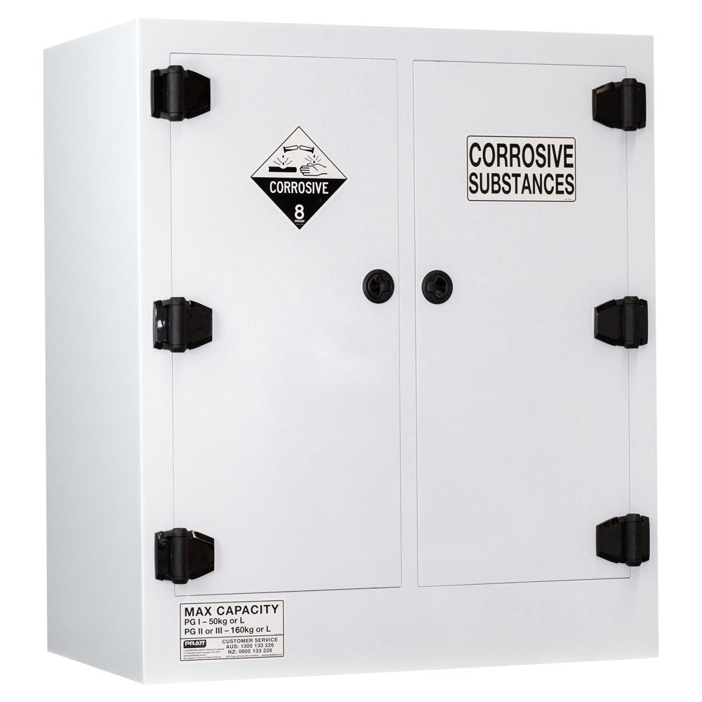 Pratt Class 8 Corrosive Substance Storage Cabinet Polypropylene - Various Door Shelf Combinations