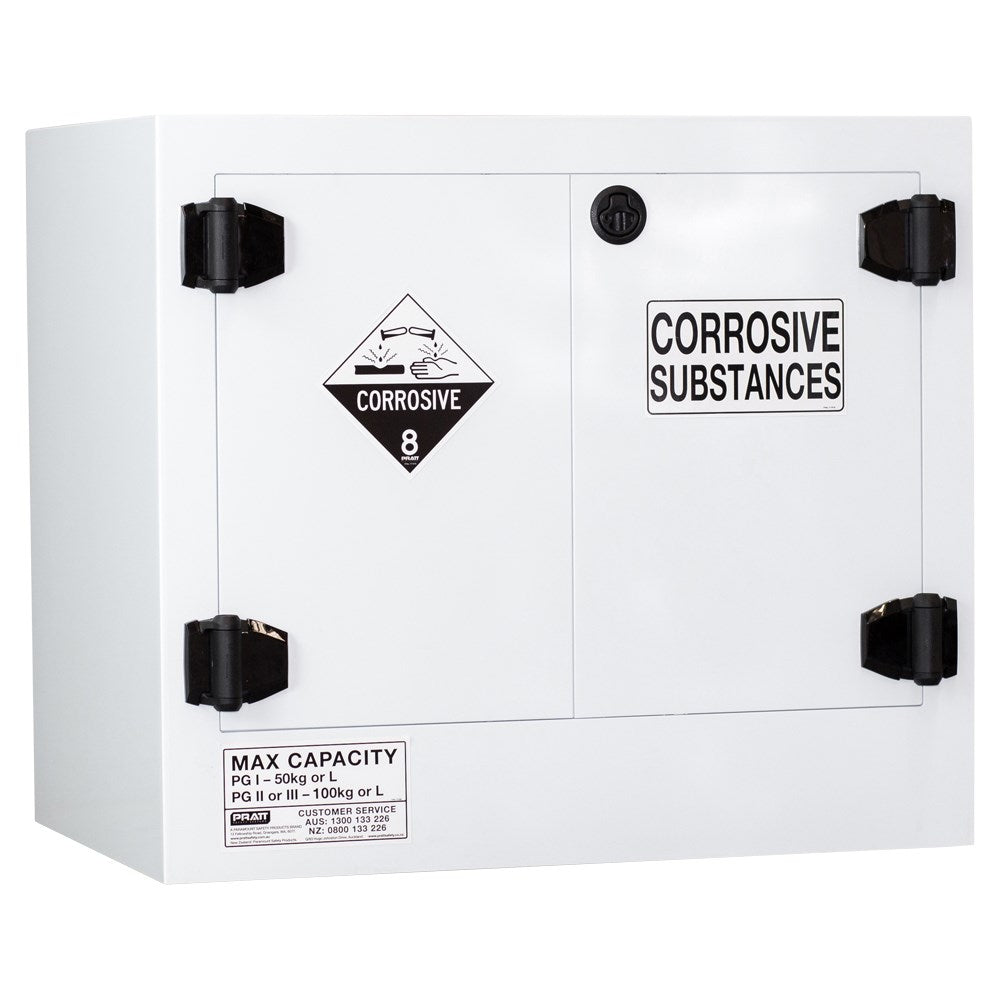 Pratt Class 8 Corrosive Substance Storage Cabinet Polypropylene - Various Door Shelf Combinations