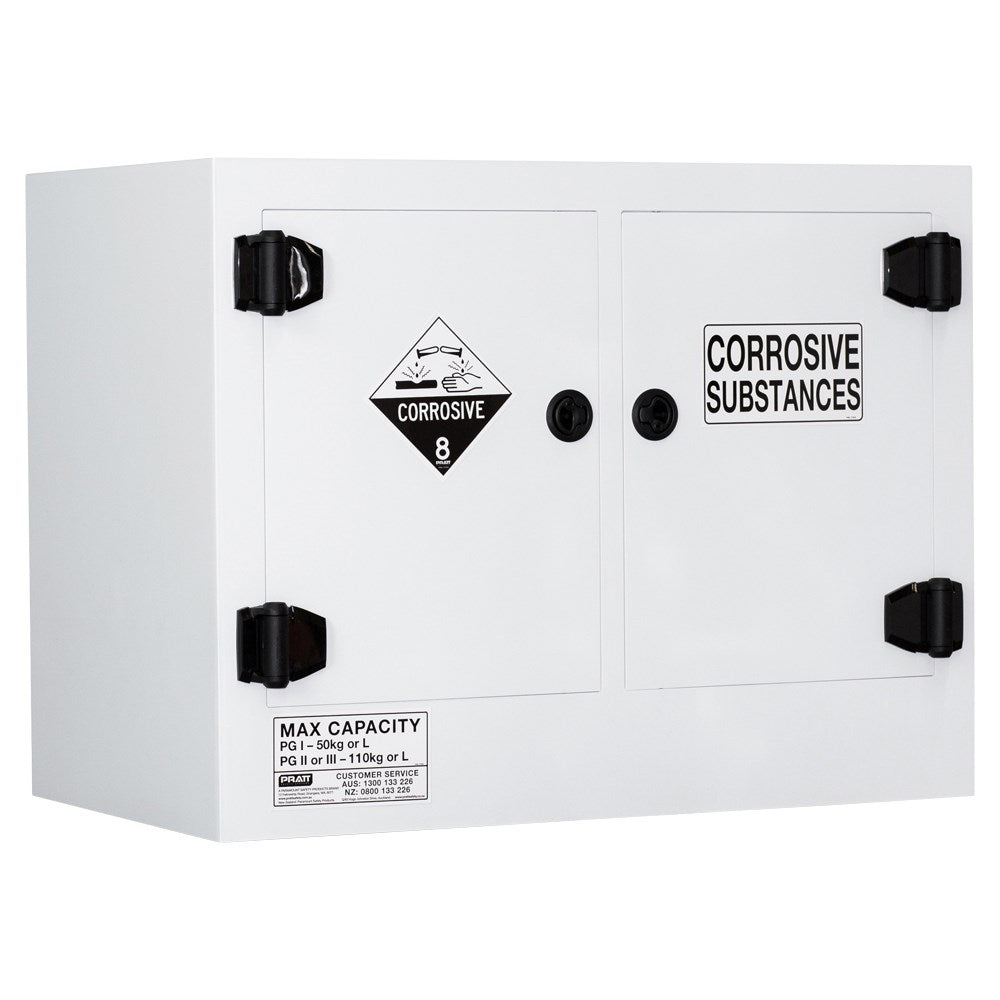 Pratt Class 8 Corrosive Substance Storage Cabinet Polypropylene - Various Door Shelf Combinations