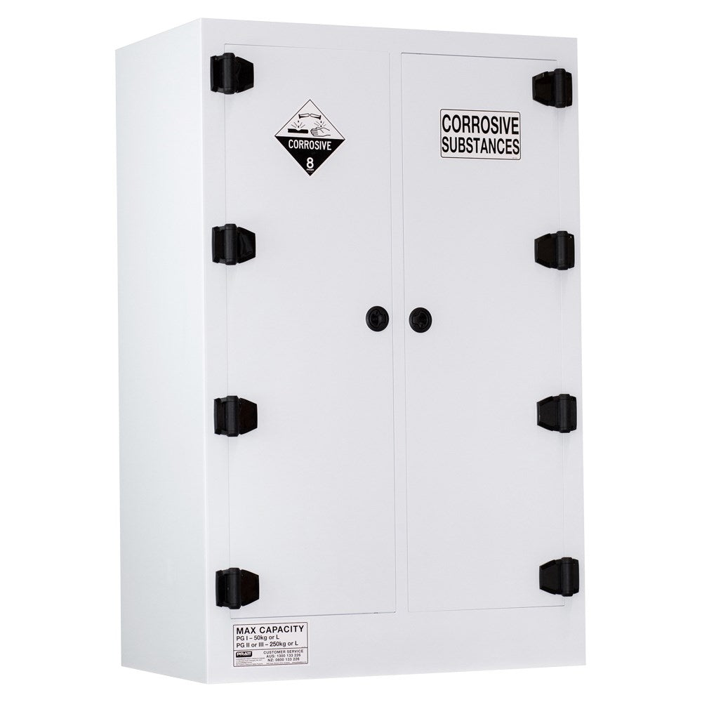 Pratt Class 8 Corrosive Substance Storage Cabinet Polypropylene - Various Door Shelf Combinations