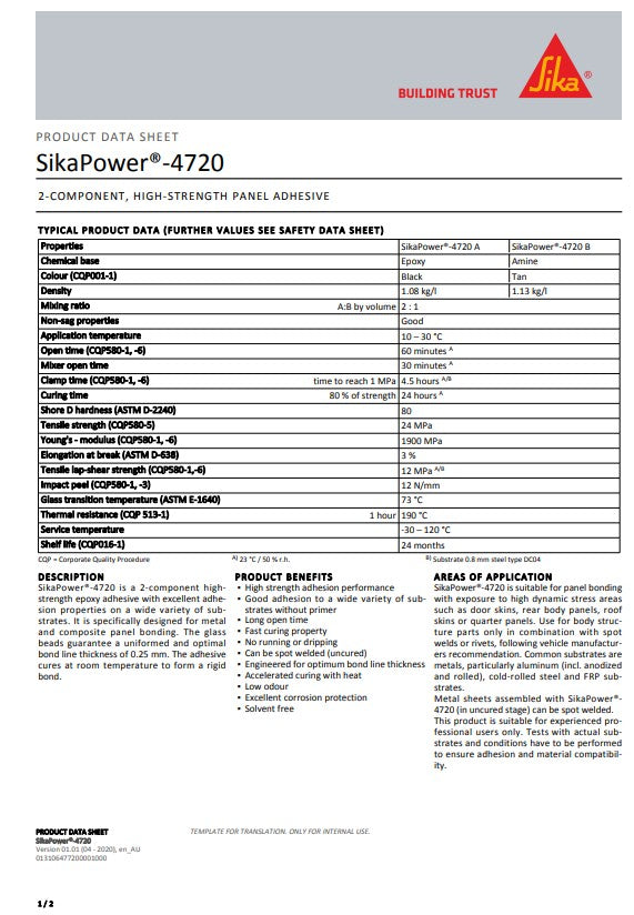 SikaPower 4720 Black 195ml Cartridge - Box of 12