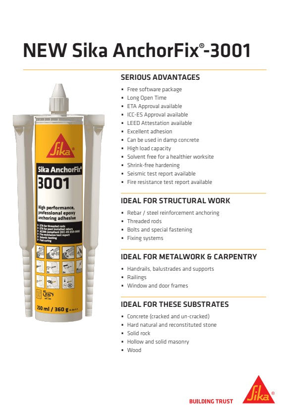 Sika AnchorFix-3001 250ml cartridge - Box of 12