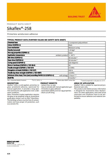 SikaFlex-258 Black 310ml Cartridge - Box of 6