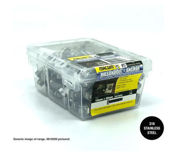 Macsim Hex Head MasonBolt / AnchorBolt 316 Stainless Steel - diameter x length x box quantity