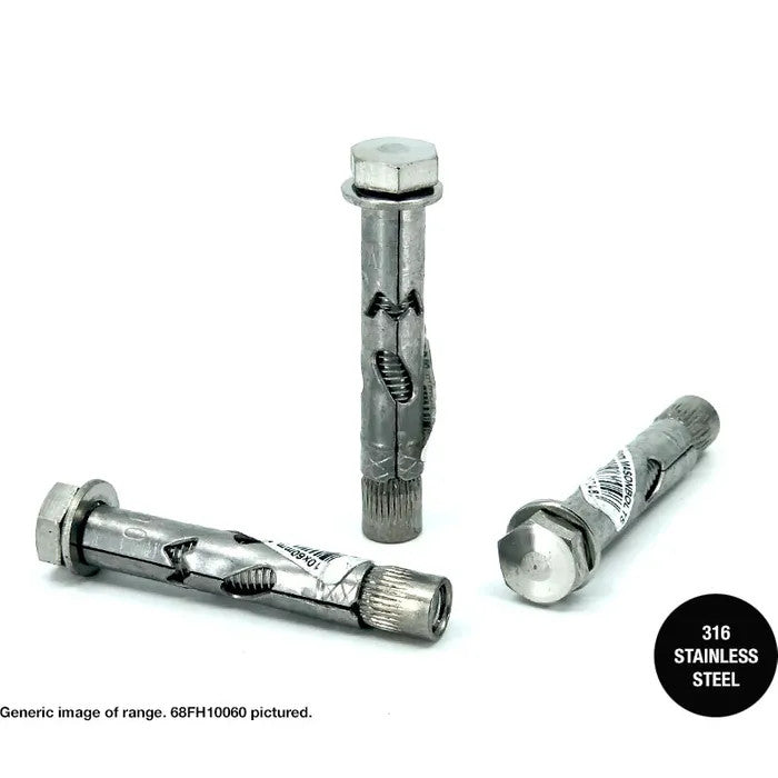 Macsim Flush Head MasonBolt / AnchorBolt 316 Stainless Steel - Various Sizes and Quantities