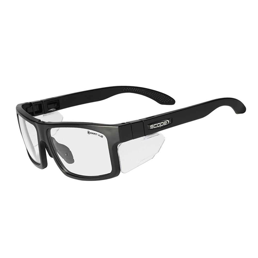 Scope Cross Fit Frozen Black Frame Safety Glasses with X-Fit Temples - 6 Lens Colour Options