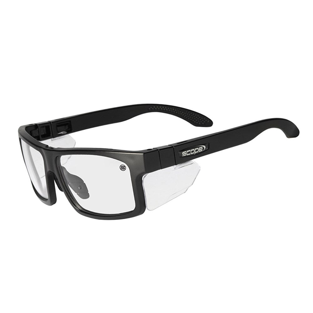 Scope Cross Fit Frozen Black Frame Safety Glasses with X-Fit Temples - 6 Lens Colour Options