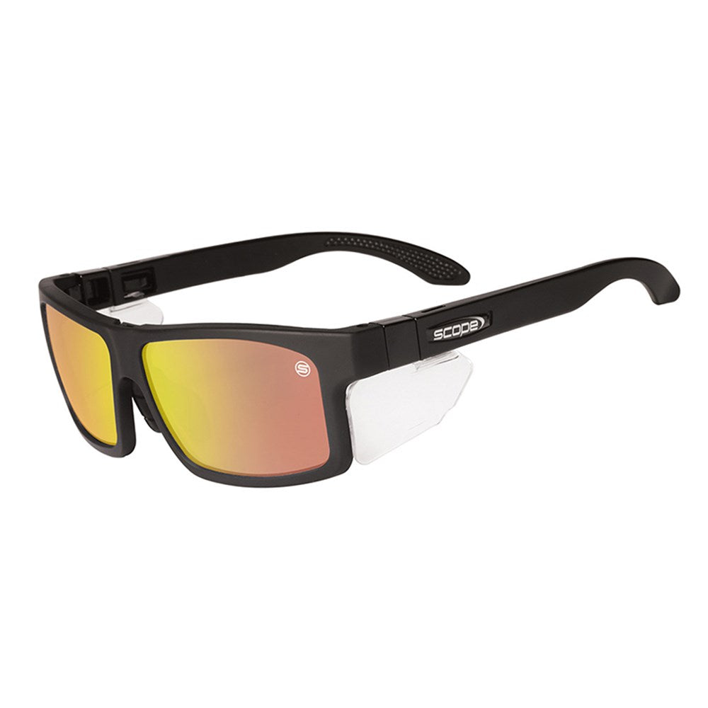 Scope Cross Fit Frozen Black Frame Safety Glasses with X-Fit Temples - 6 Lens Colour Options