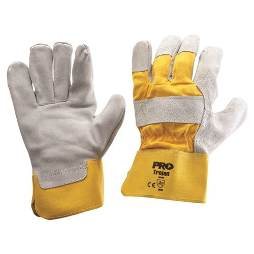 Pro Choice Yellow/Grey Leather Work Gloves One Size fits all - Large