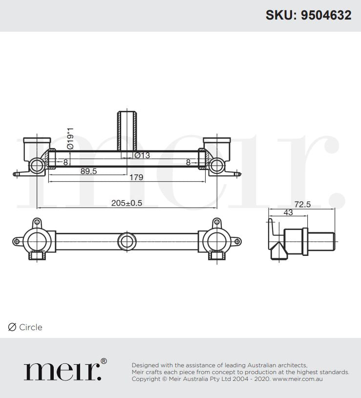 Meir Ardent Sink Breech Bottom End Basin In-Wall Assembly 200mm or 300mm