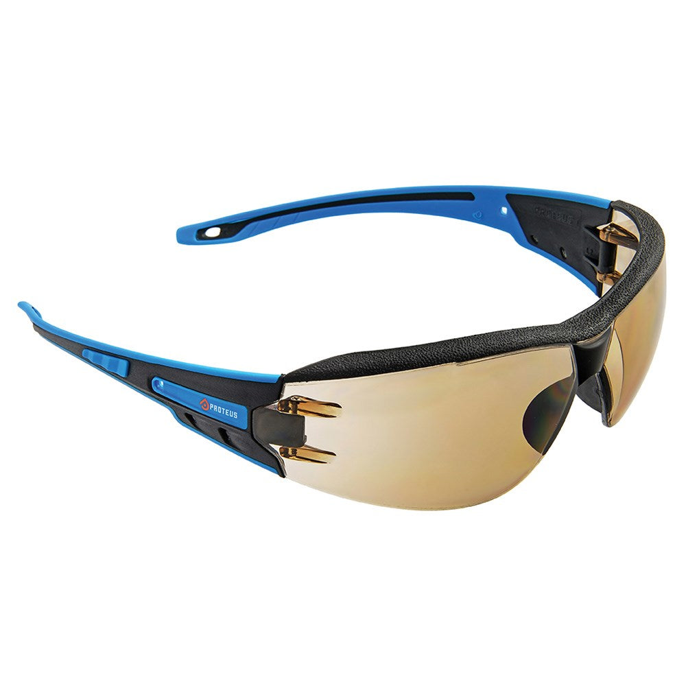 Pro Choice Proteus 1 Safety Glasses with Integrated Brow Dust Guard - 12 Pairs 3 Lens Colour Options