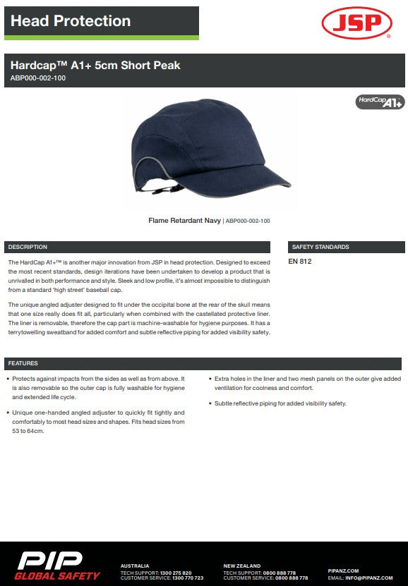 JSP Hardcap A1 Flame Retardant 5cm Peak Navy