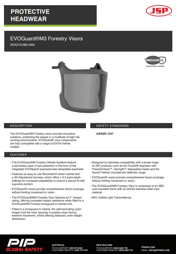 JSP Safety Helmet M3 Forestry Replacement Visor