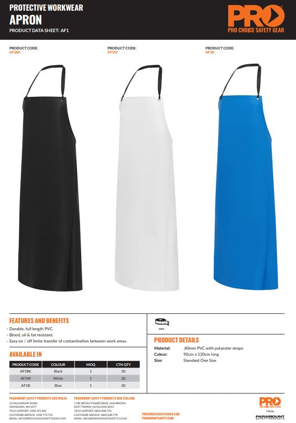 Pro Choice PVC Apron - 3 Colour Options