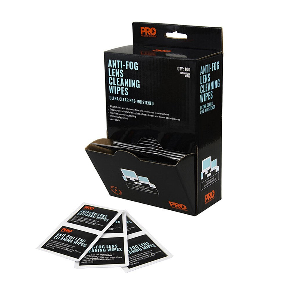 Pro Choice Lens Cleaning Wipes - Anti-Fog or Alcohol Free Box of 100