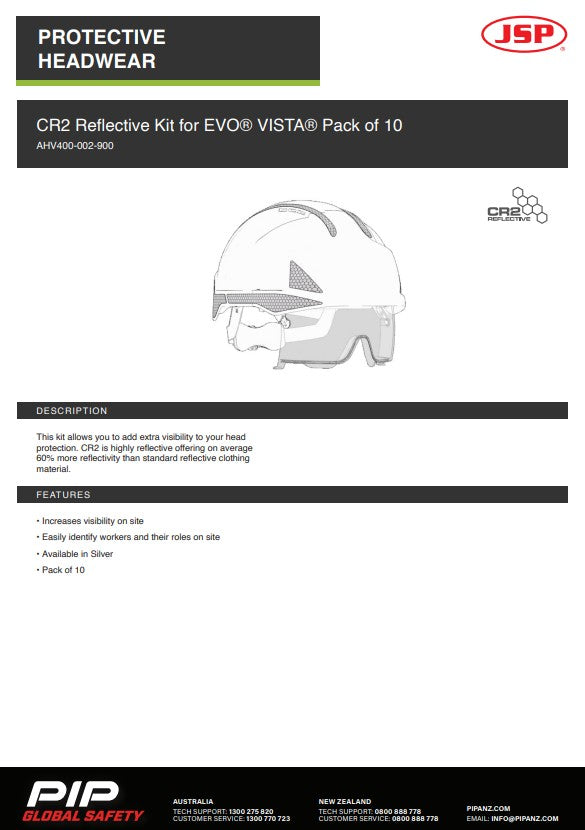 JSP Evo Vista Cr2 Reflective Decals - Pack Of 10
