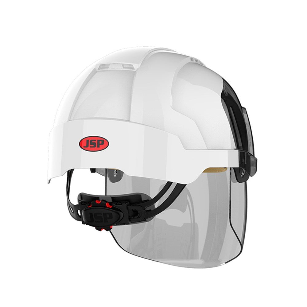 JSP Evo Vista Shield White/Smoke Helmet Wheel Ratchet Clear Visor - Vented or Non Vented