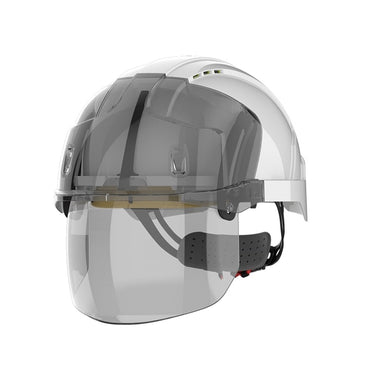 JSP Evo Vista Shield White/Smoke Helmet Wheel Ratchet Clear Visor - Vented or Non Vented