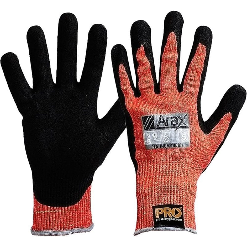 Pro Choice Arax Platinum Pu/Nitrile Foam Dip On Red 13G Liner - 1, 6 or 12 Pairs in 4 Size Options