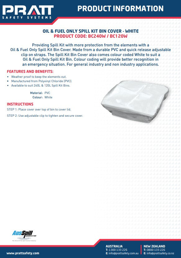 Pratt 120L Bin Cover - Grey or White
