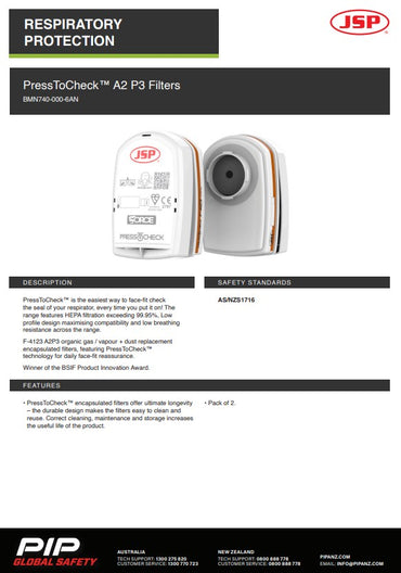 JSP Press To Check A2P3 Filters