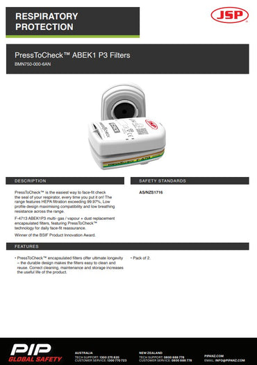 JSP Press To Check Abek1 P3 Filters