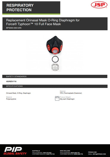 JSP Replacement Orinasal Mask, O-Ring And Diaphragm For Force Typhoon 10