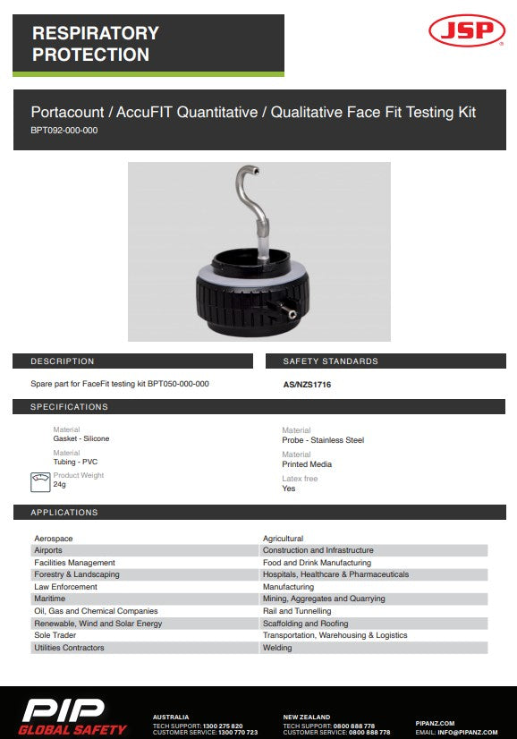 JSP Portacount / Accufit Quantitative Face Fit Test Adaptor