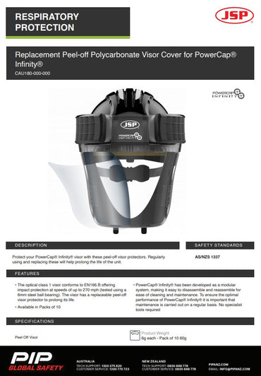 JSP Replacement Peel-Off Polycarbonate Visor Cover For Powercap Infinity