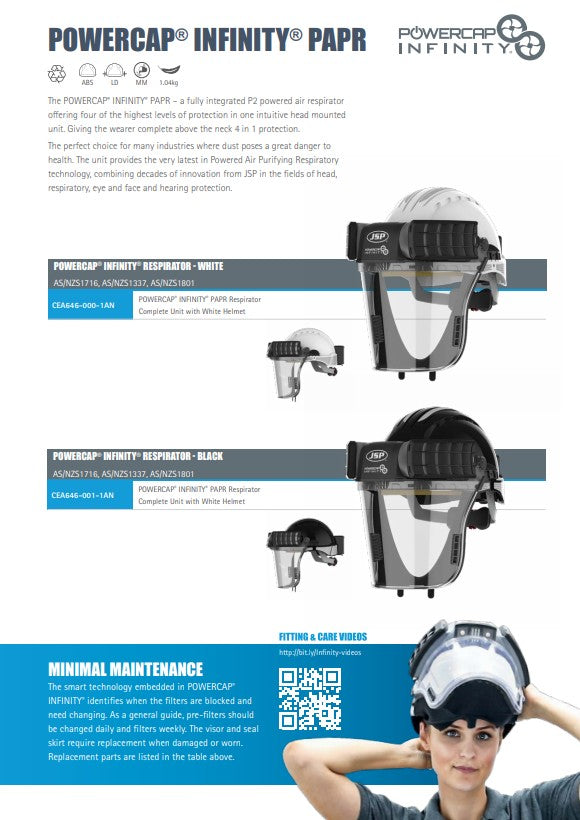 JSP Powercap Infinity PAPR Respirator Helmet with Advanced Respiratory Protection