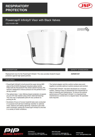 JSP Powercap Infinity Visor With Black Valves