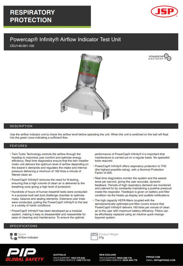 JSP Powercap Infinity Airflow Indicator Test Unit